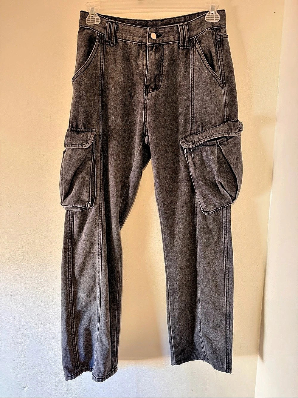 Gray Cargo Denim Jeans